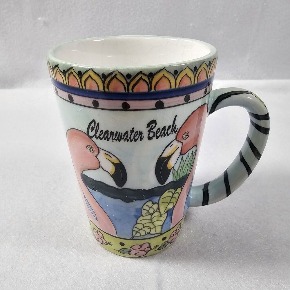 Clear Water Beach, Florida 8 Oz Hand Crafted Pink Flamingo Coffee Mug